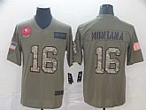 Nike 49ers 16 Joe Montana 2019 Olive Camo Salute To Service Limited Jersey,baseball caps,new era cap wholesale,wholesale hats